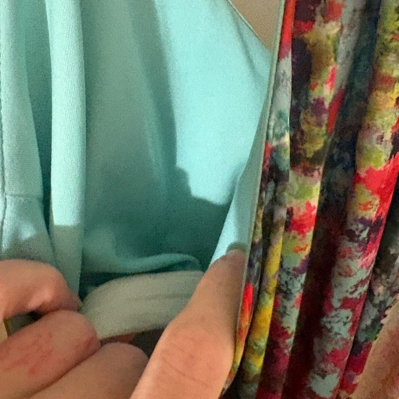 Nicole Miller  Spaghetti Strap Watercolor wedding guest  Dress Silky Maxi Sz xl - Picture 8 of 9